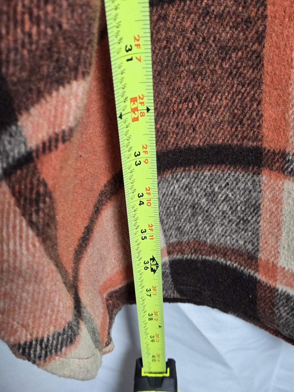 Oversized Plaid Utility Shacket Jacket in Orange and Cream - Picture 5 of 7